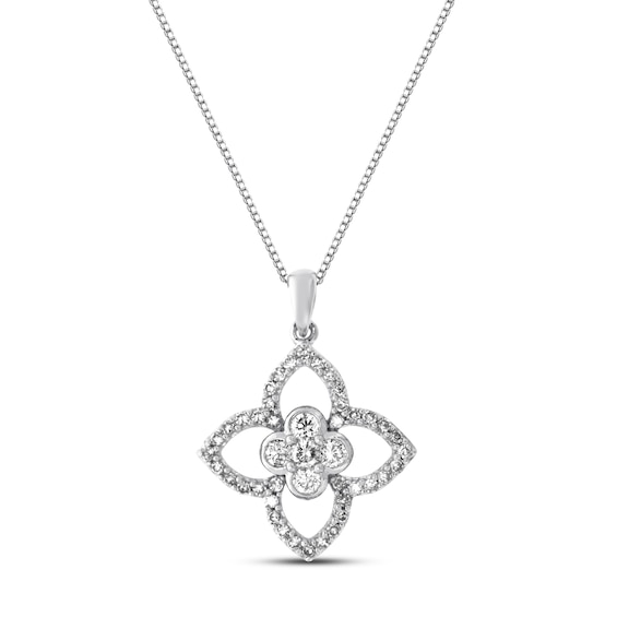 Diamond Floral Necklace 3/8 Carat tw 10K White Gold | Kay