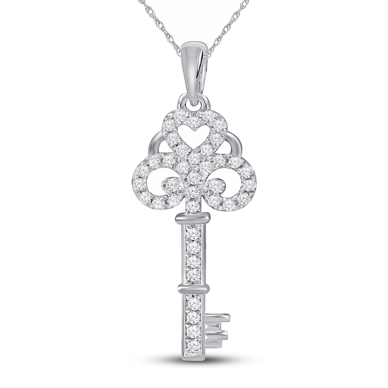 Diamond Key Necklace 1/6 ct tw Sterling Silver 18"
