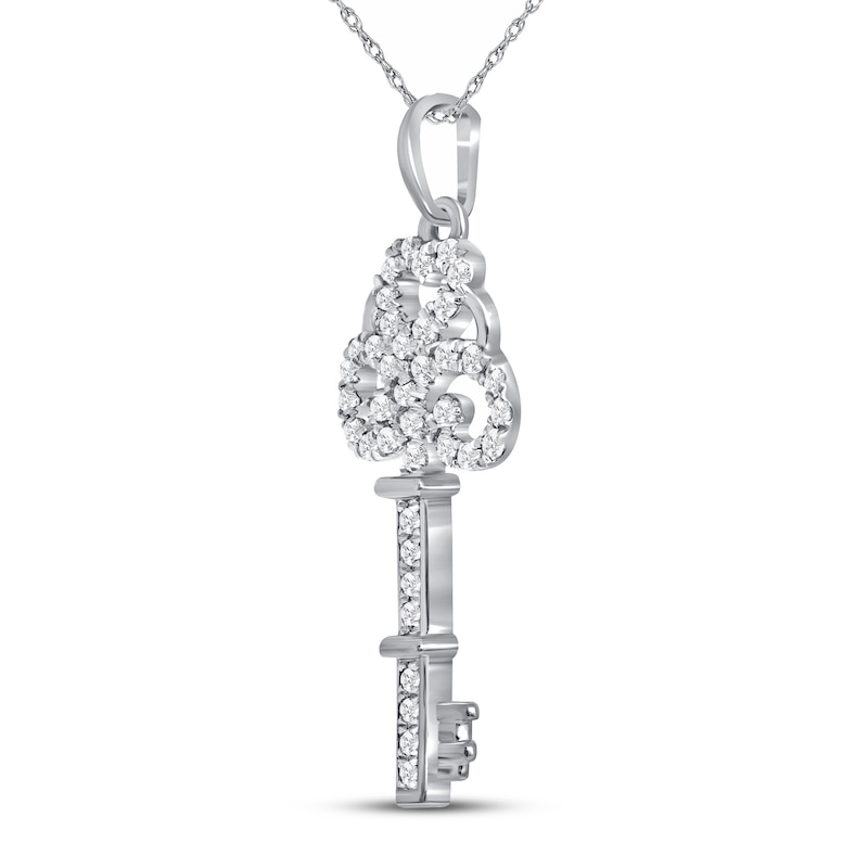 Diamond Key Necklace 1/6 ct tw Sterling Silver 18"