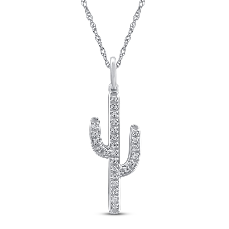Main Image 1 of Diamond Cactus Necklace 1/10 ct tw Sterling Silver 18&quot;