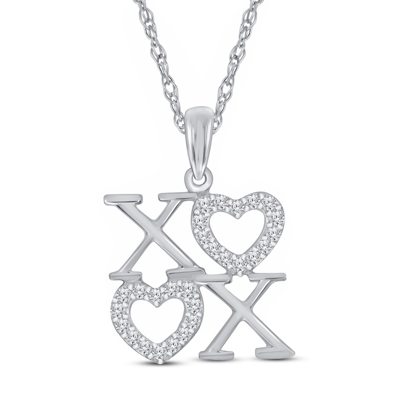 Main Image 1 of Diamond XO Necklace 1/10 ct tw Sterling Silver 18&quot;