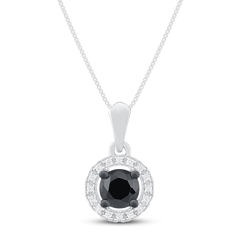 Main Image 1 of Black & White Diamond Necklace 1/2 ct tw Sterling Silver 18"