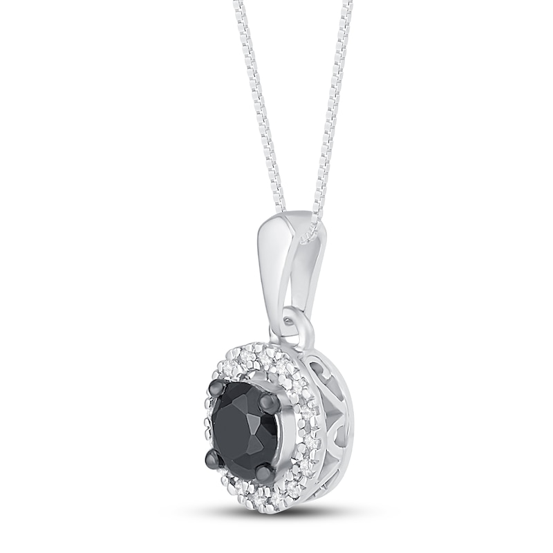 Main Image 2 of Black & White Diamond Necklace 1/2 ct tw Sterling Silver 18"
