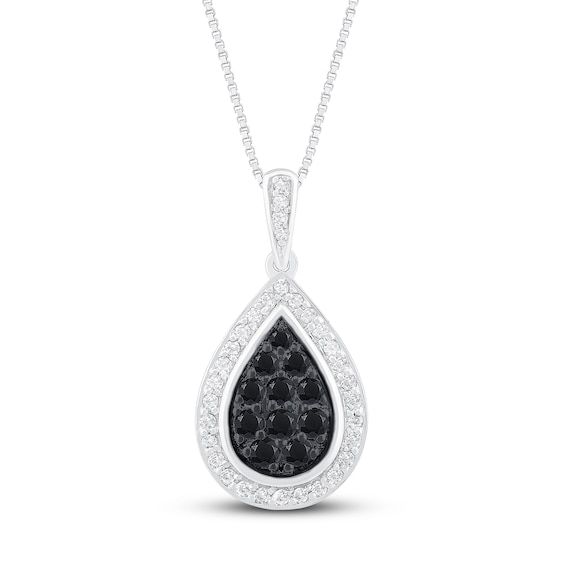 Black and White Diamond Necklace 1/2 ct tw Sterling Silver 18"