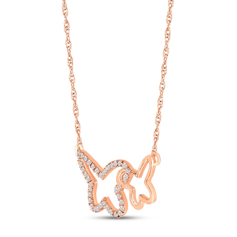 Main Image 2 of Diamond Butterfly Necklace 1/6 ct tw 10K Rose Gold 18&quot;