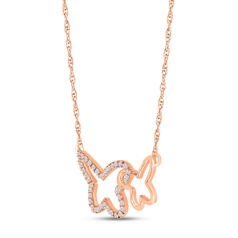 Diamond Butterfly Necklace 1/6 ct tw 10K Rose Gold 18"