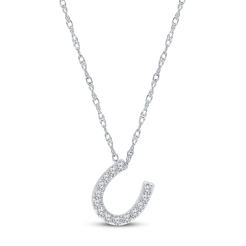 Main Image 1 of Diamond Horseshoe Necklace 1/10 ct tw Sterling Silver 18&quot;