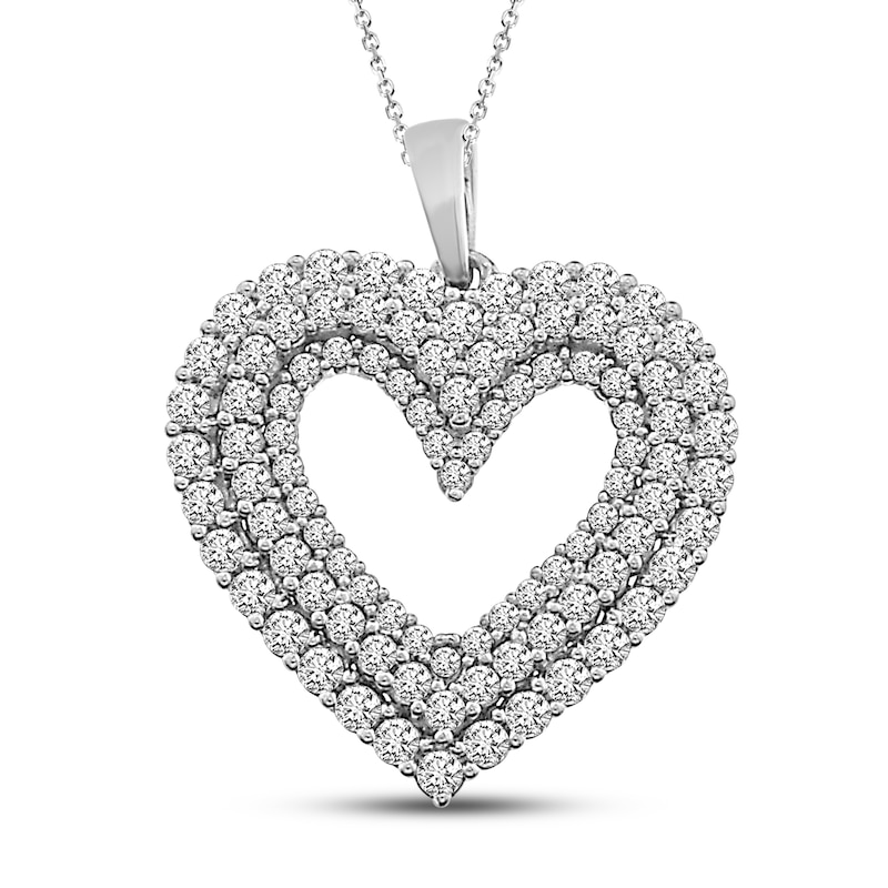 Diamond Heart Necklace 1 ct tw 10K White Gold 18" with 360