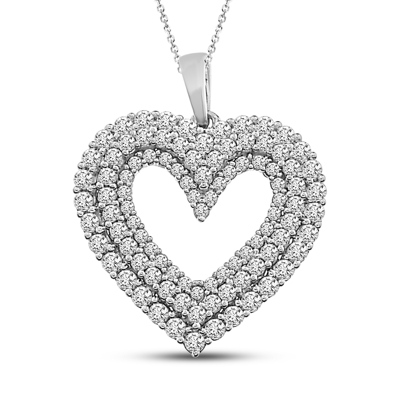 Main Image 1 of Diamond Heart Necklace 1 ct tw 10K White Gold 18&quot;