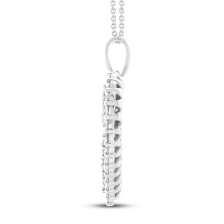 1ct Real Diamond Heart Pendant Necklace – 10k White Gold, 50 Round Diamonds, 18” Chain