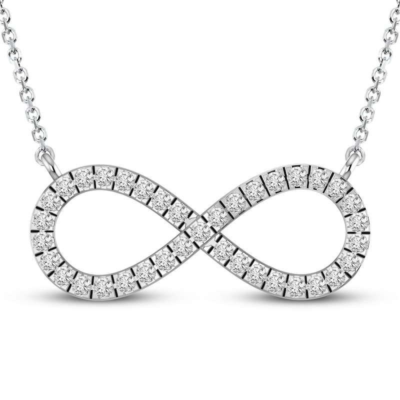 Main Image 1 of Diamond Infinity Necklace 1/6 ct tw Round-cut 10K White Gold 18&quot;