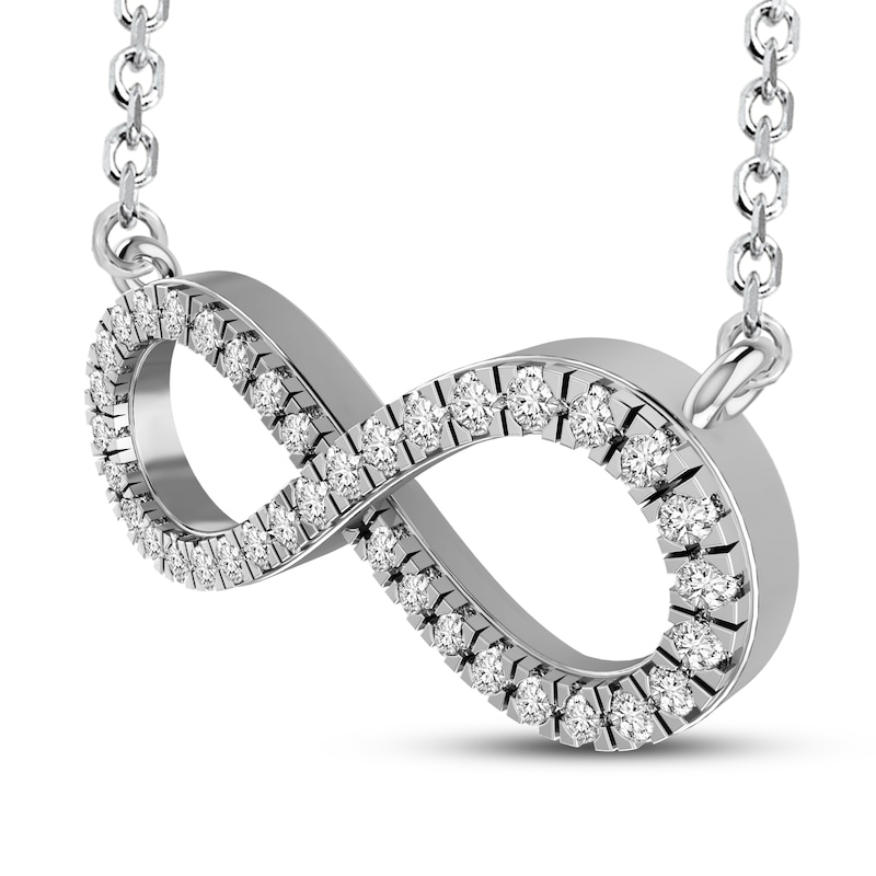 Diamond Infinity Necklace 1/6 ct tw Round-cut 10K White Gold 18"