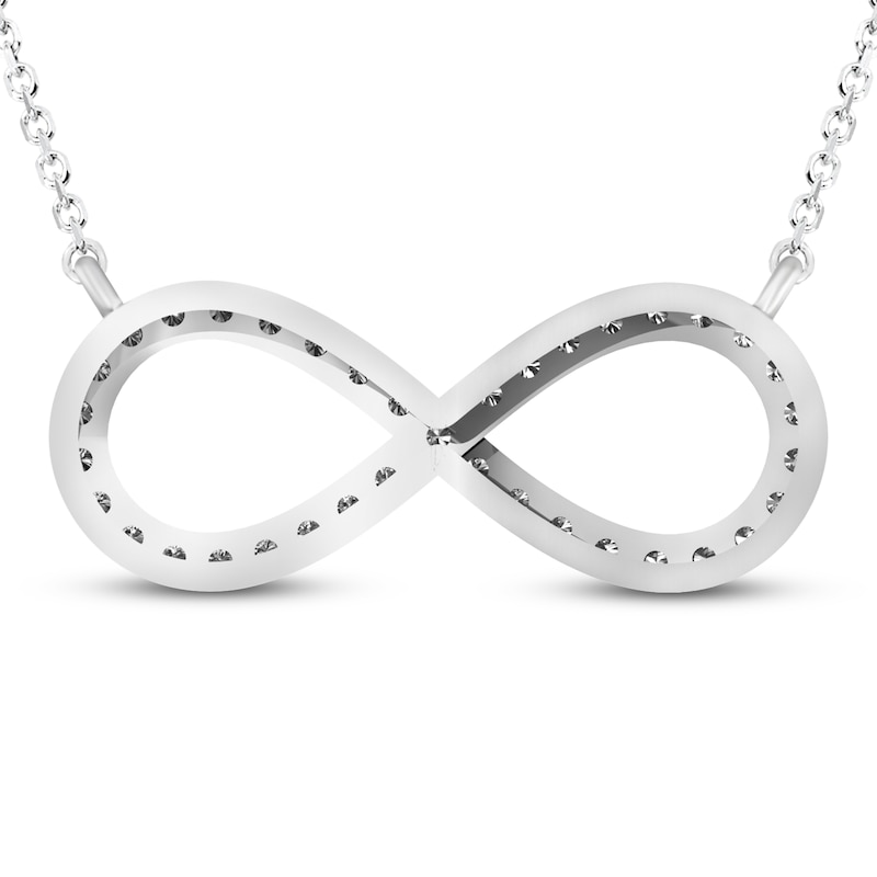 Main Image 3 of Diamond Infinity Necklace 1/6 ct tw Round-cut 10K White Gold 18&quot;