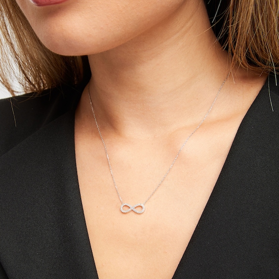 Diamond Infinity Necklace 1/6 ct tw Round-cut 10K White Gold 