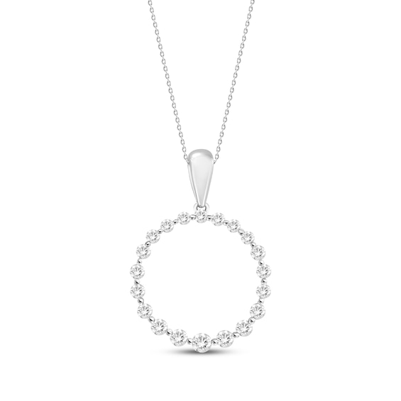 Diamond Circle Necklace 1/4 ct tw Round-cut 10K White Gold 18"