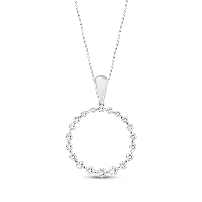 Main Image 1 of Diamond Circle Necklace 1/4 ct tw Round-cut 10K White Gold 18&quot;