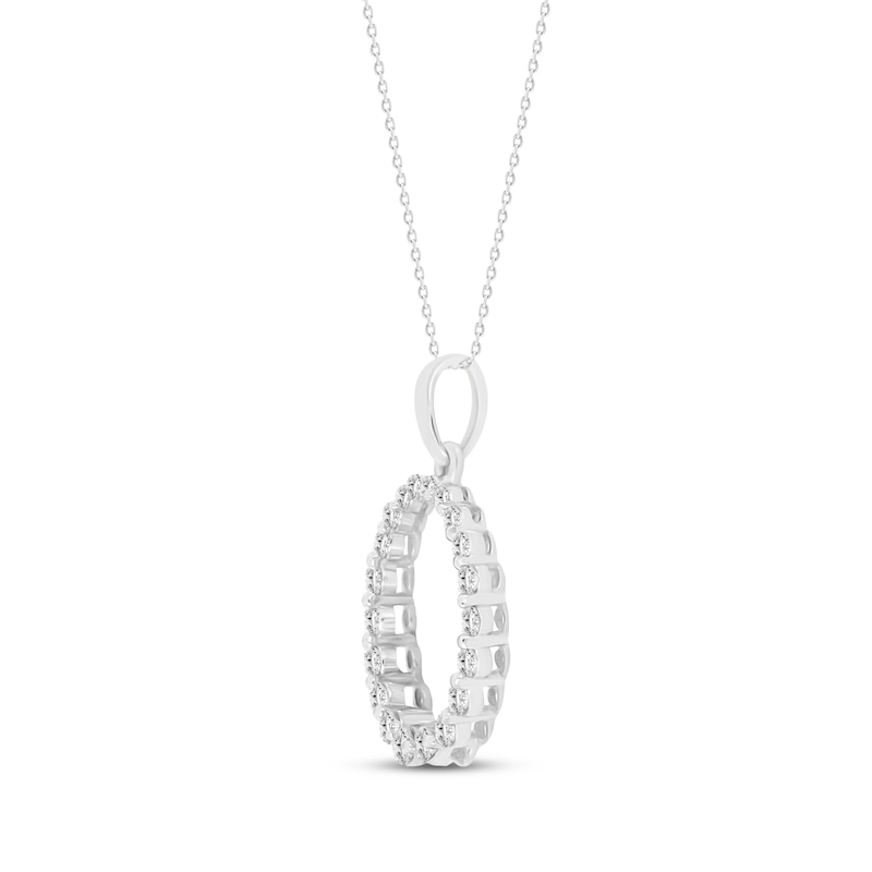 Diamond Circle Necklace 1/4 ct tw Round-cut 10K White Gold 18"