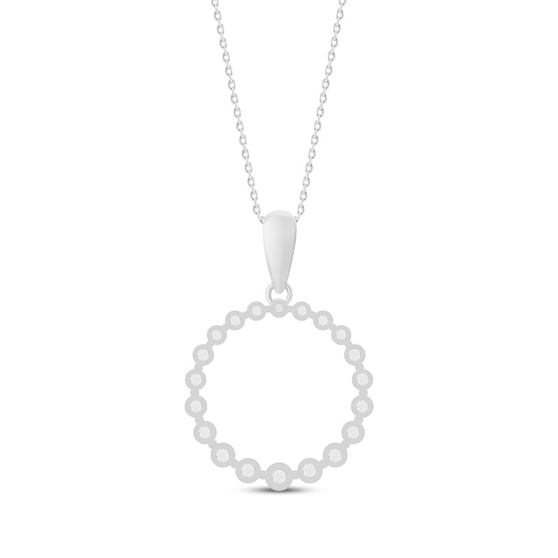 Diamond Circle Necklace 1/4 ct tw Round-cut 10K White Gold 18"