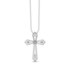 Thumbnail Image 4 of Diamond Cross Necklace 1/4 ct tw Round & Baguette 10K White Gold 18&quot;
