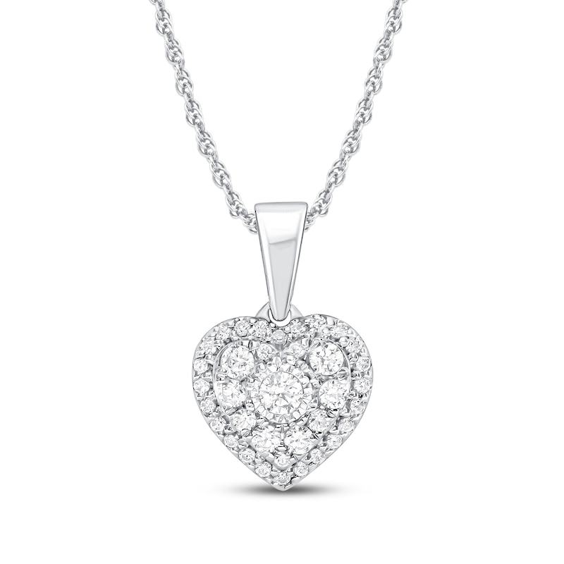 Diamond Heart Necklace 1/4 ct tw 10K White Gold 18"