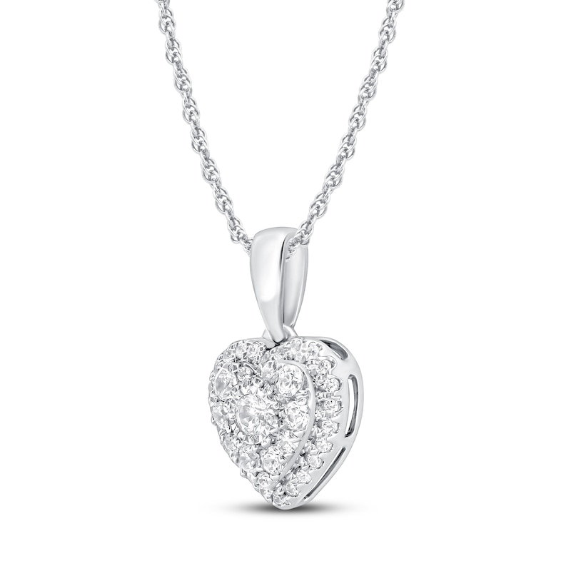 Diamond Heart Necklace 1/4 ct tw 10K White Gold 18"