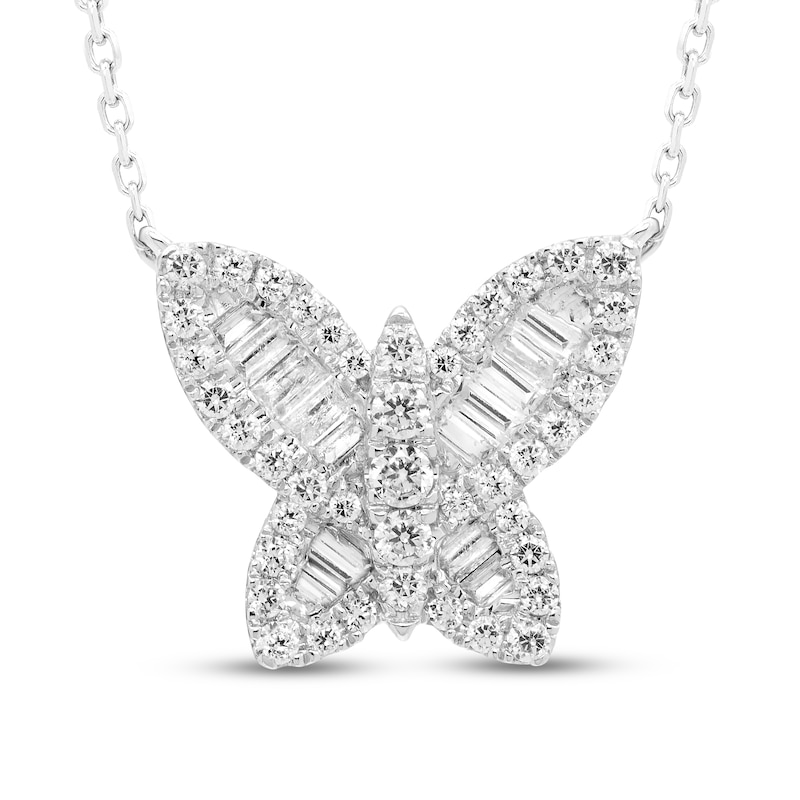 Diamond Butterfly Necklace 1/2 ct tw 10K White Gold 18"