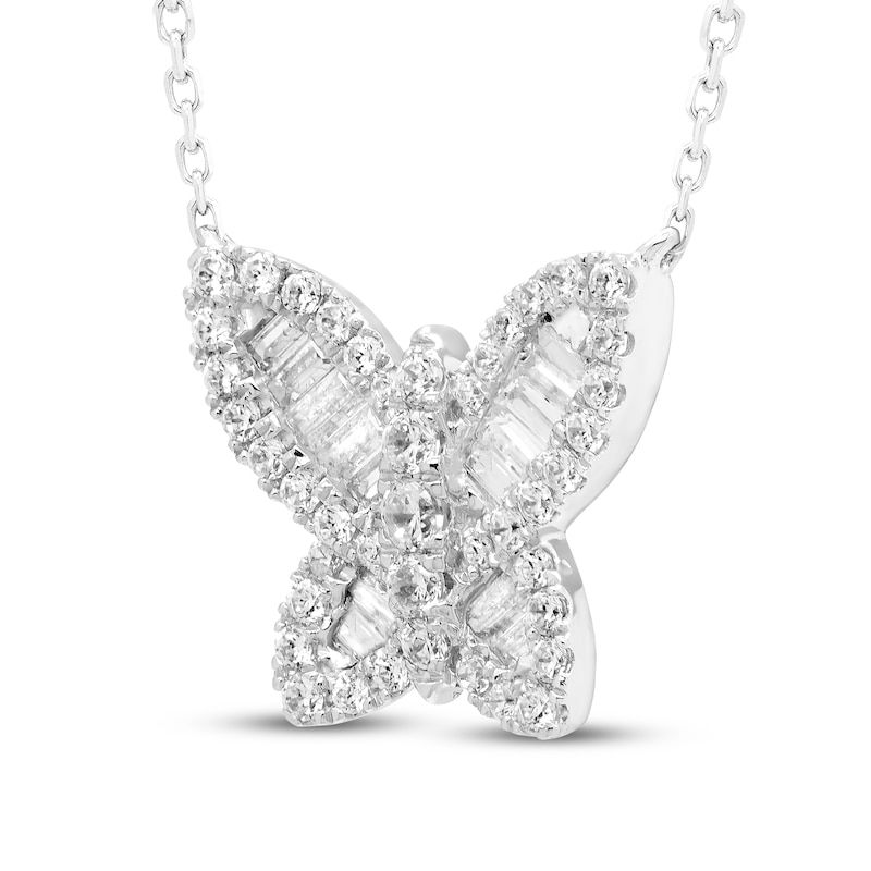 Diamond Butterfly Necklace 1/2 ct tw 10K White Gold 18"