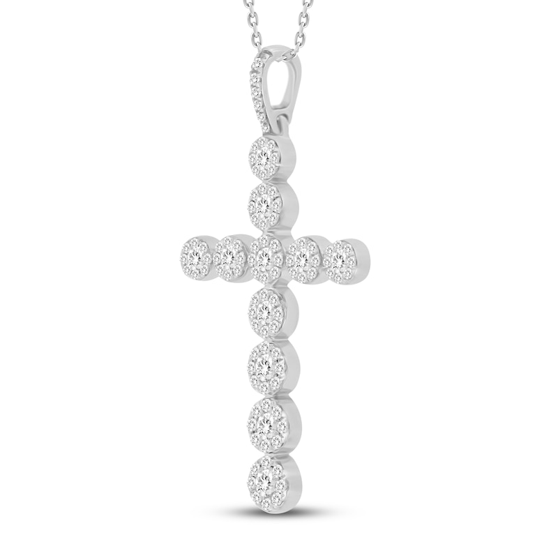 Main Image 3 of Diamond Cross Necklace 1/2 ct tw Round-cut 10K White Gold 18&quot;