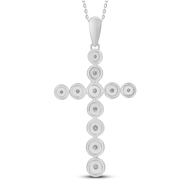 Main Image 4 of Diamond Cross Necklace 1/2 ct tw Round-cut 10K White Gold 18&quot;
