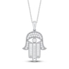 Thumbnail Image 1 of Diamond Hamsa Necklace 1/3 ct tw 10K White Gold 18&quot;