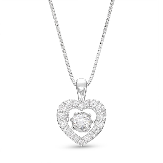 Unstoppable Love Diamond Heart Necklace 1/3 ct tw Round-cut 10K White Gold 19"