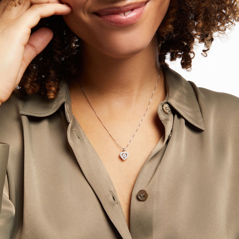 Main Image 3 of Unstoppable Love Diamond Heart Necklace 1/3 ct tw Round-cut 10K White Gold 19&quot;