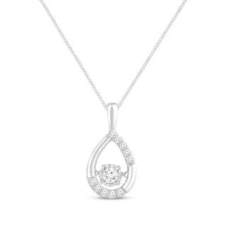 Unstoppable Love Diamond Teardrop Frame Necklace 1/4 ct tw 10K White Gold 19"