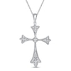 Diamond Cross Necklace Sterling Silver 18"