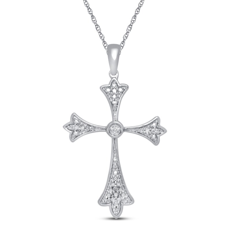 Main Image 1 of Diamond Cross Necklace Sterling Silver 18&quot;