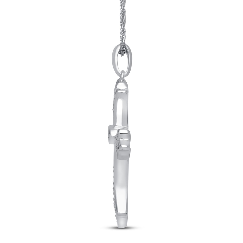 Main Image 2 of Diamond Cross Necklace Sterling Silver 18&quot;