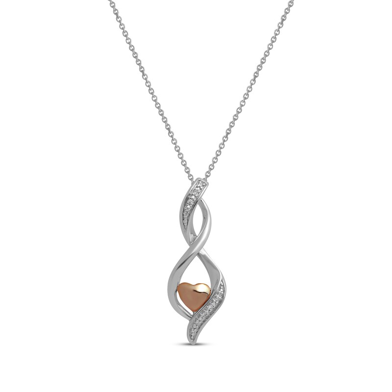 Diamond Necklace 1/6 ct tw Sterling Silver & 10K Rose Gold 18"