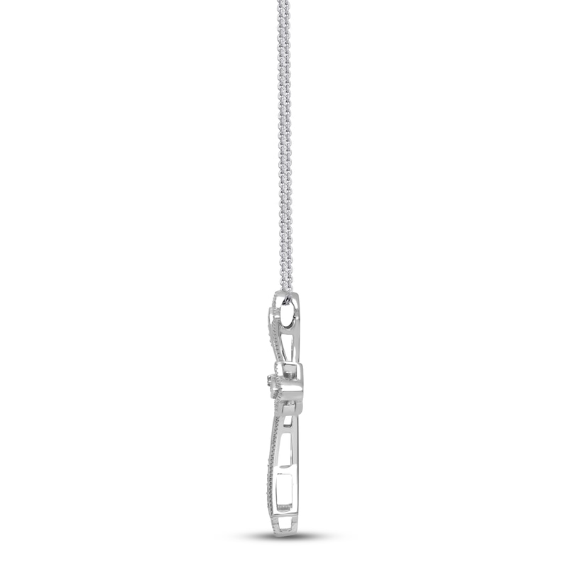 Main Image 2 of Diamond Cross Necklace Sterling Silver 18&quot;