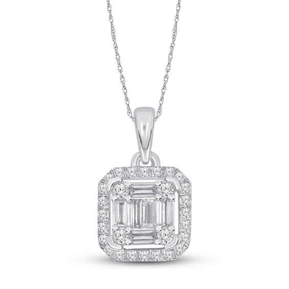 Diamond Necklace 1/3 ct tw 10K White Gold 18"