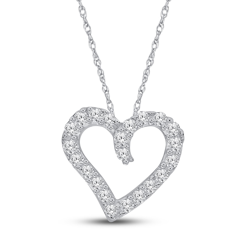 Diamond Heart Necklace 1/10 ct tw 10K White Gold 18"