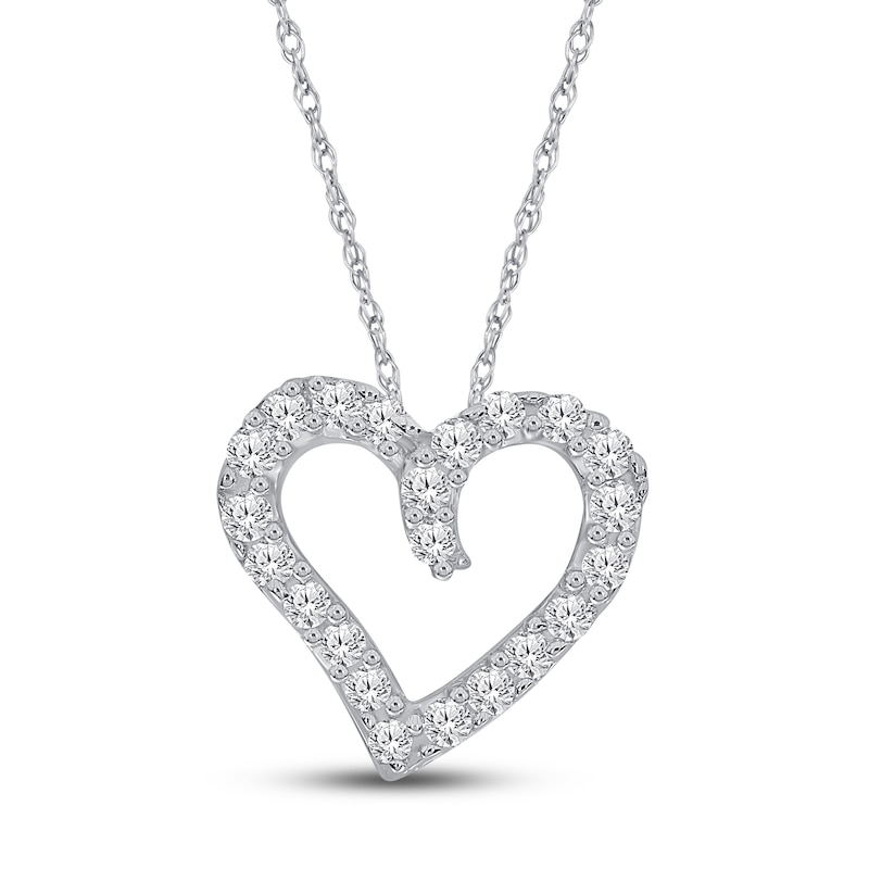 Main Image 1 of Diamond Heart Necklace 1/10 ct tw 10K White Gold 18&quot;