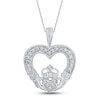 Thumbnail Image 1 of Diamond Claddagh Heart Necklace 1/10 ct tw Sterling Silver 18&quot;