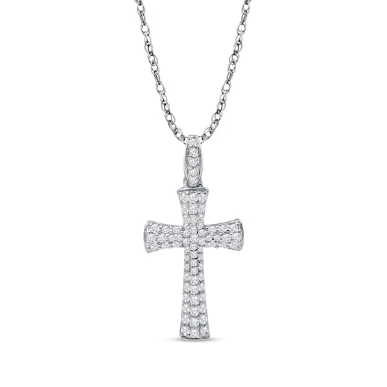 Diamond Cross Necklace 1/2 ct tw 10K White Gold 18"