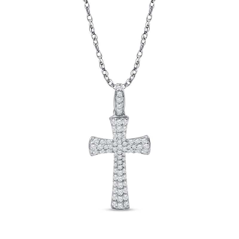 Diamond Cross Necklace 1/2 ct tw 10K White Gold 18"