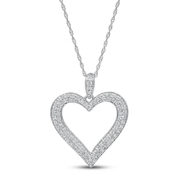 Diamond Heart Necklace 1/2 ct tw Round-cut 10K White Gold 18"