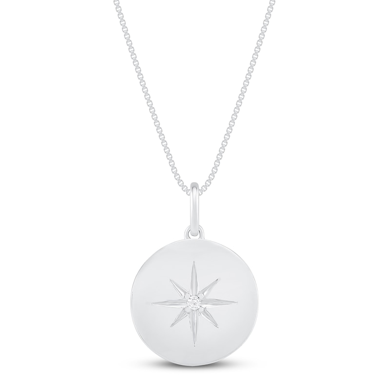 Main Image 1 of Diamond Star Necklace Sterling Silver 18&quot;