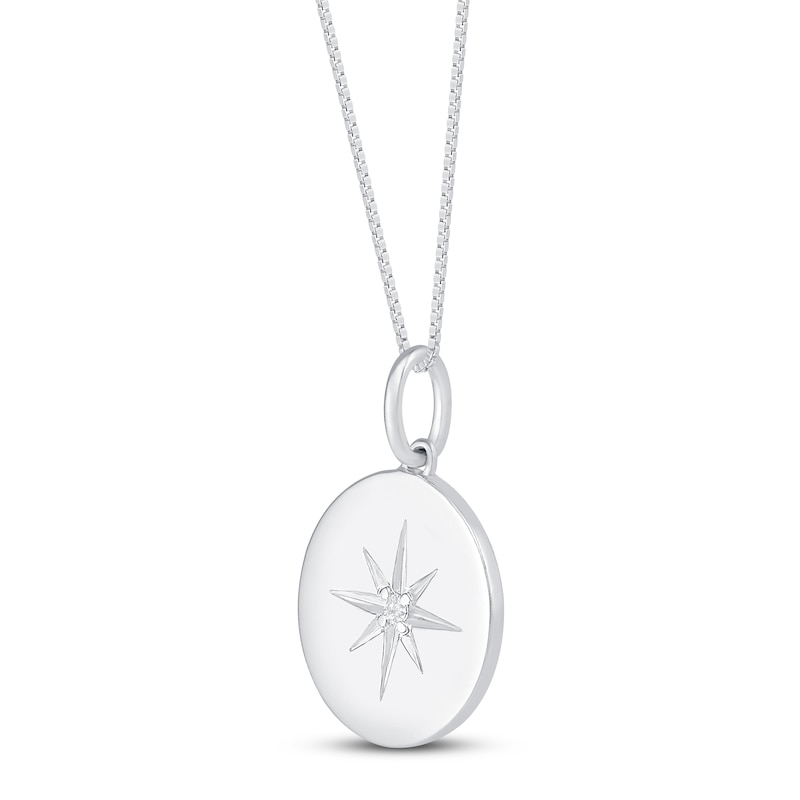 Main Image 2 of Diamond Star Necklace Sterling Silver 18&quot;