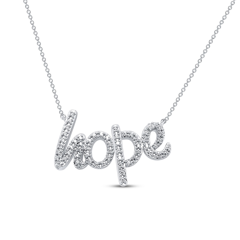 Main Image 1 of Diamond Hope Necklace 1/5 ct tw Sterling Silver 17.25&quot;