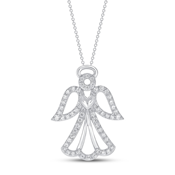 Diamond Angel Necklace 1/5 ct tw Sterling Silver 18"