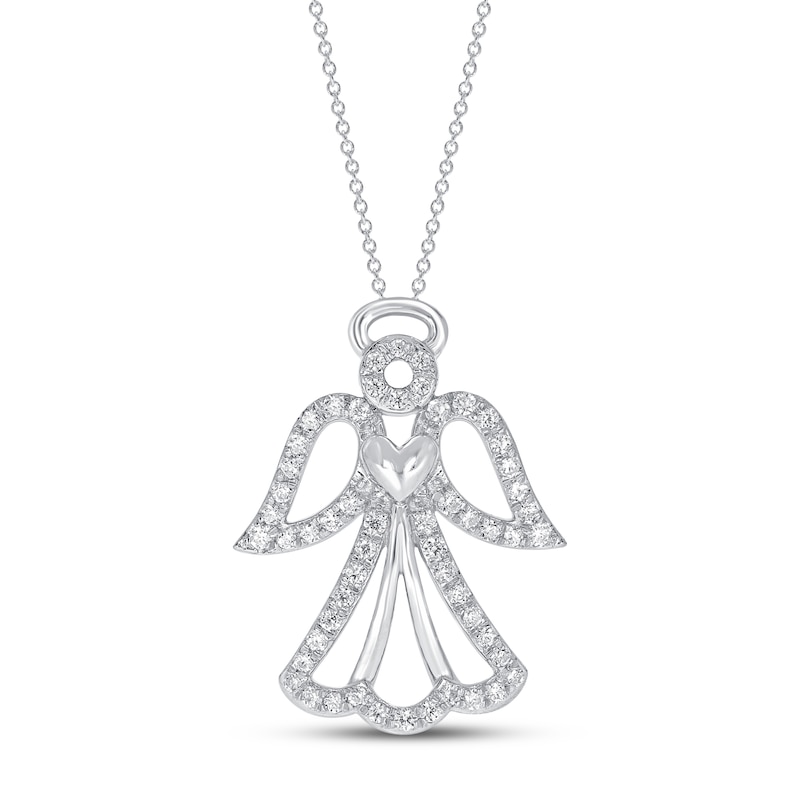 Main Image 1 of Diamond Angel Necklace 1/5 ct tw Sterling Silver 18&quot;